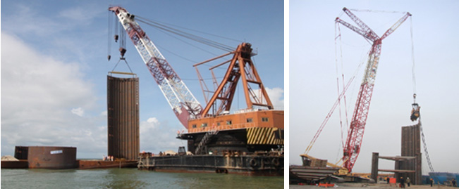 弧形钢板围堰结构副格的制作及振沉施工工法